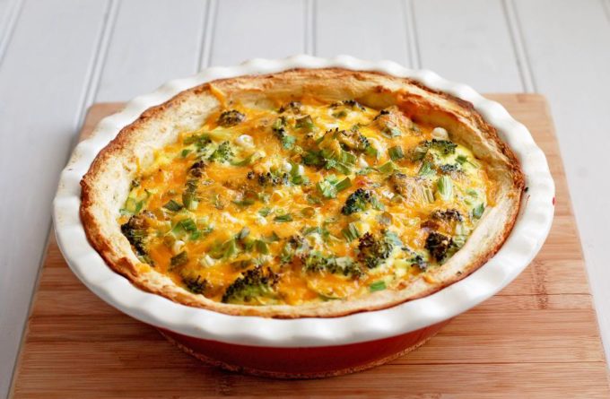 Broccoli and Cheddar Quiche with Mashed Potato Crust - Culinary Cool