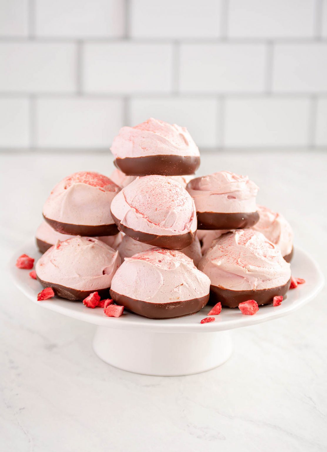 Chocolate Dipped Strawberry Meringues - Culinary Cool